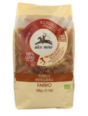 Makaron orkiszowy razowy fusilli BIO 500g -ALCE NERO*