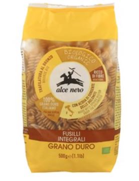 Makaron semolinowy razowy fusilli BIO 500g -ALCE NERO*