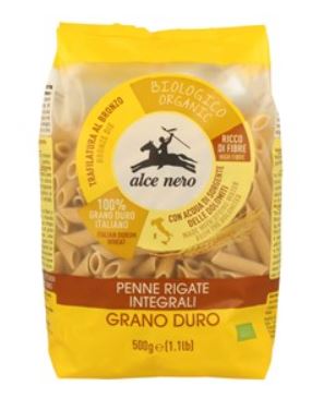 Makaron semolinowy razowy penne BIO 500g -ALCE NERO*