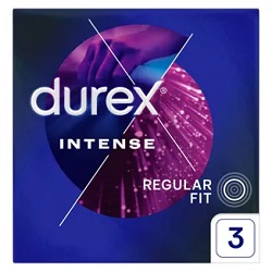 Durex prezerwatywy Intense z żelem stymulującym, prążkowane z wypustkami, 3 szt. *