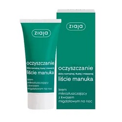 Ziaja Oczyszczanie Liście Manuka, krem mikrozłuszczający z kwasem migdałowym, na noc, 50 ml*