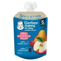 GERBER Deser jabłko, gruszka, malina, jagoda 80 g *do 3 dowolnych gerberków mus bobofrut Gratis