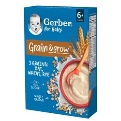 GERBER Grain & grow kaszka owsiano-pszenno-żytnia mlecz. po 6 m, 200 g *-do 2 dowolnych mus bobofrut